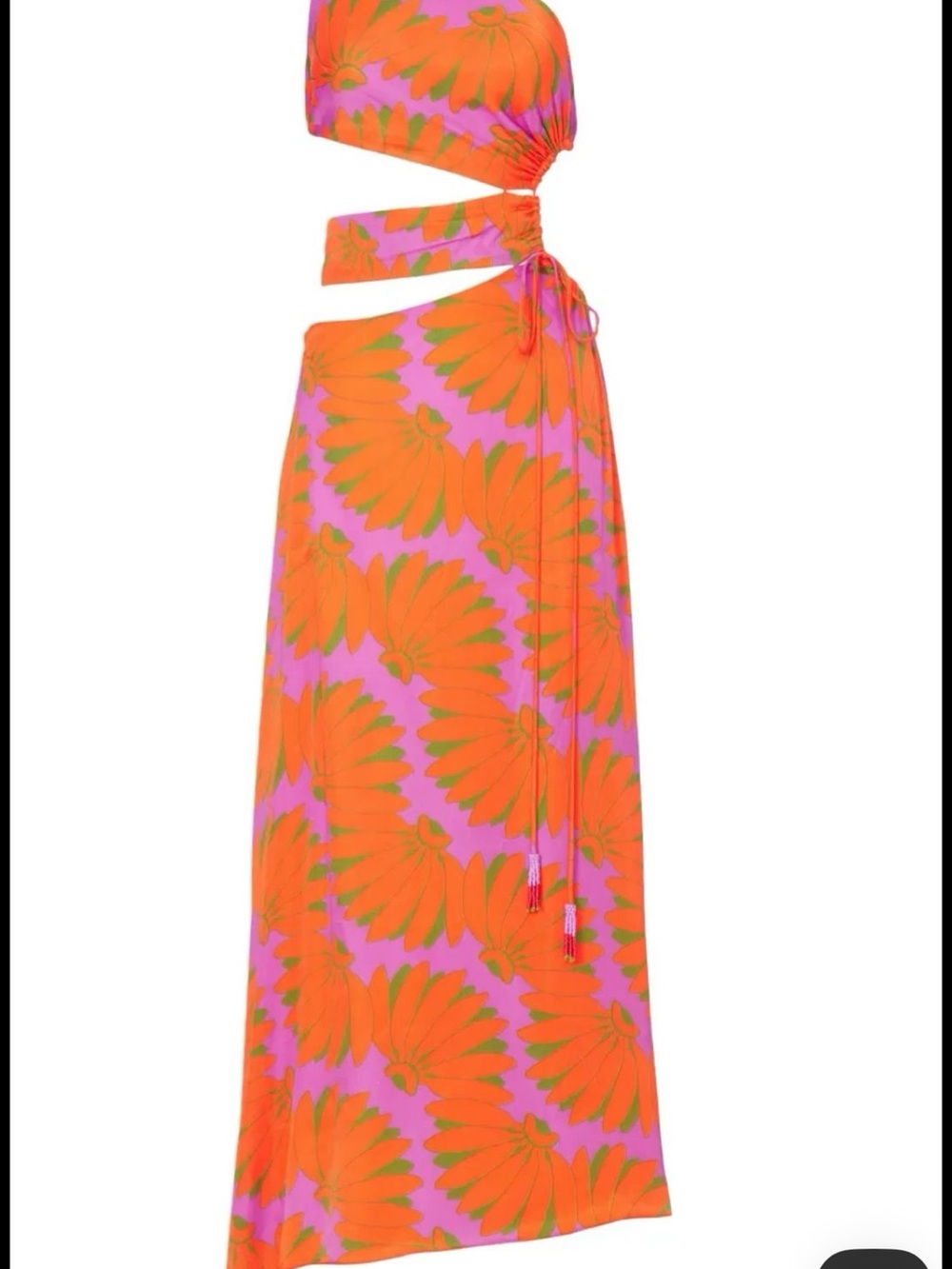 Vibrant Floral Cutout Maxi Dress — Pink & Orange